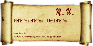 Mátyásy Uriás névjegykártya
